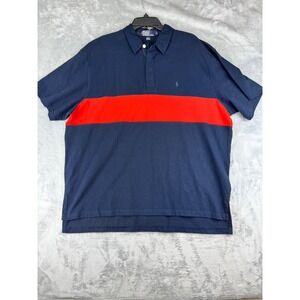 Polo Ralph Lauren Vintage Polo Mens XL Navy Red Stripe Made Hong Kong Cotton